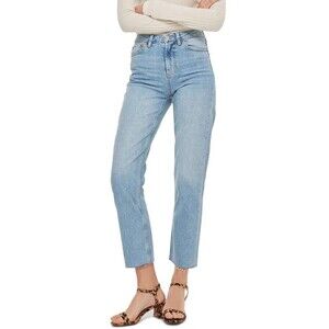 Topshop Raw Hem Crop Straight Leg Jeans Size W28 L32